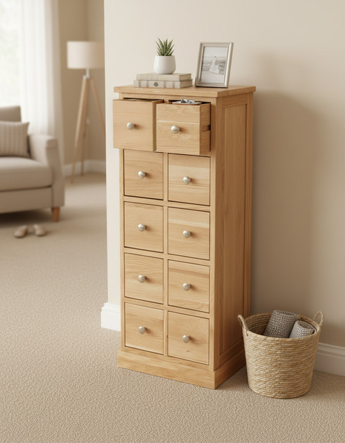 Stockbury Oak Multi-Drawer DVD / CD Storage Chest WFS-BH-SBO17C Stockbury Oak Multi-Drawer DVD / CD Storage Chest WFS-BH-SBO17C