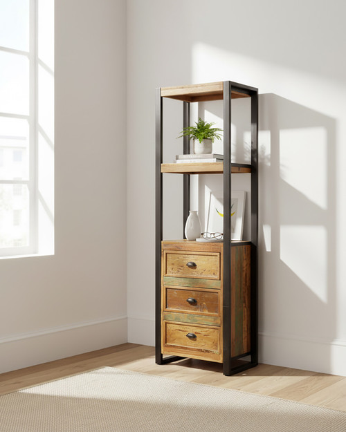 Marari Reclaimed Alcove Bookcase (with drawers)