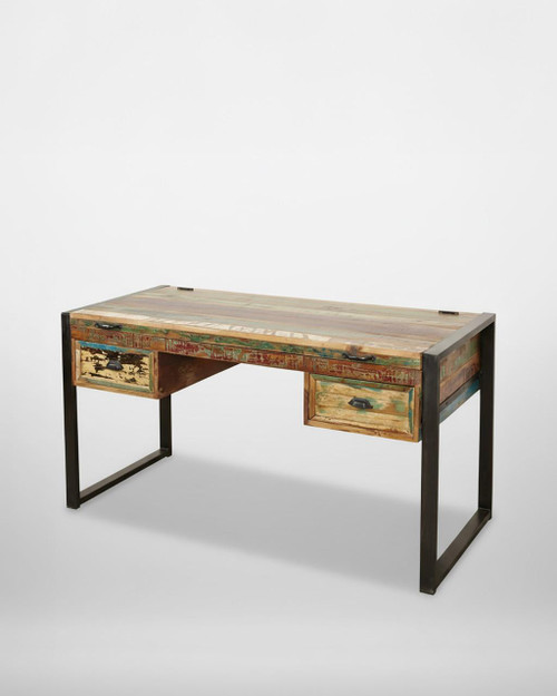 Urban Chic Laptop Desk / Dressing Table IRF06A, rustic wood desk with colorful distressed finish and black metal frame. Urban Chic Laptop Desk / Dressing Table IRF06A, rustic wood desk with colorful distressed finish and black metal frame.