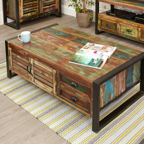 Urban Chic 4 Door 4 Drawers Large Coffee Table IRF08B Urban Chic 4 Door 4 Drawers Large Coffee Table IRF08B