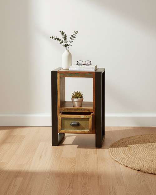 Marari Reclaimed Lamp Table / Bedside Cabinet