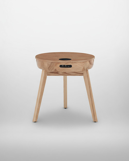 San Francisco Round Lamp Table With QI Wireless Charger, USB Ports and 2.1 Bluetooth Speakers