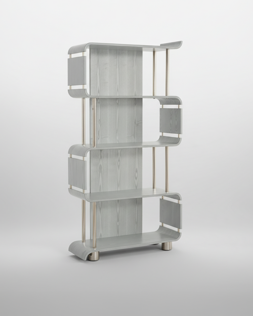 Curved Home Office Bookcase in Grey Curved Home Office Bookcase in Grey