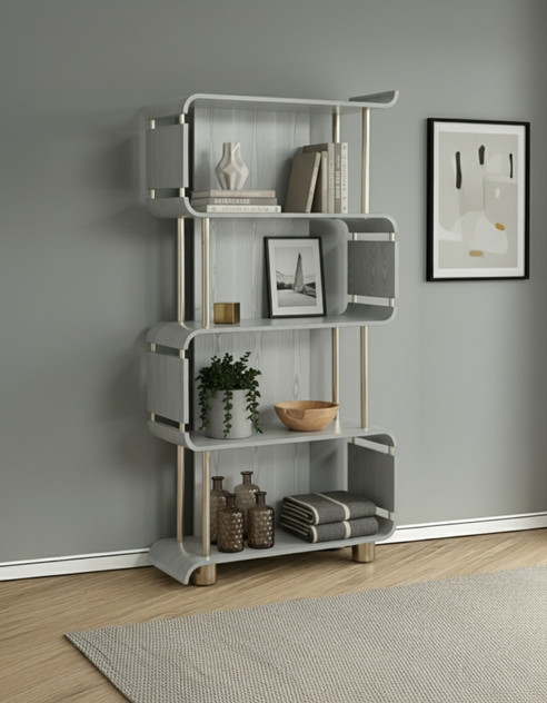Curved Home Office Bookcase in Grey Curved Home Office Bookcase in Grey