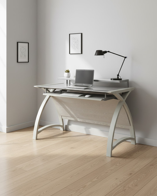 Curved 90cm Home Office Desk in Grey