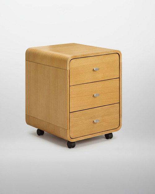 Curved Oak Three Drawer Pedestal Curved Oak Three Drawer Pedestal