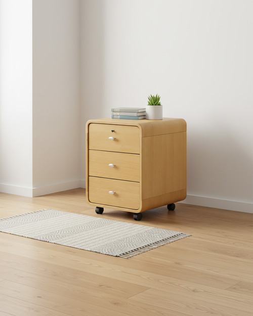Curved Oak Three Drawer Pedestal Curved Oak Three Drawer Pedestal