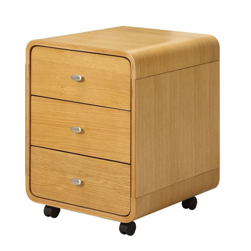 Curve Three Drawer Oak Pedestal JF-PC201-TDOP Curve Three Drawer Oak Pedestal JF-PC201-TDOP
