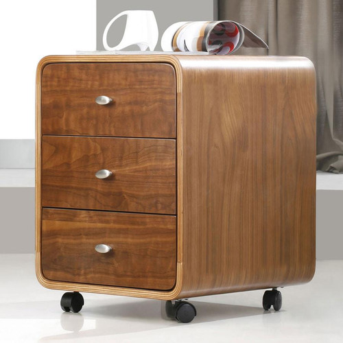 Curve Three Drawer Walnut Pedestal JF-PC201-TDWP Curve Three Drawer Walnut Pedestal JF-PC201-TDWP