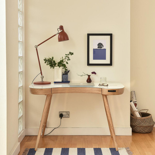 NuHolme Office Oak Smart Desk With QI Wireless Charger, Bluetooth Speakers and USB Ports NUH001-OD NuHolme Office Oak Smart Desk With QI Wireless Charger, Bluetooth Speakers and USB Ports NUH001-OD