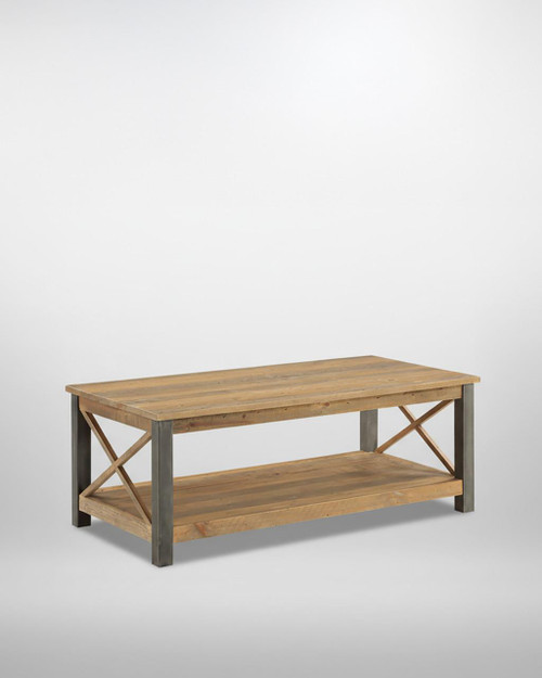 Urban Elegance Reclaimed Extra Large Coffee Table VPR08C, a rustic wooden coffee table with a lower shelf and metal accents, ideal for modern living rooms. Urban Elegance Reclaimed Extra Large Coffee Table VPR08C, a rustic wooden coffee table with a lower shelf and metal accents, ideal for modern living rooms.