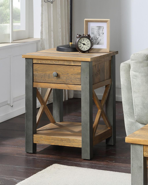 Urban Elegance Reclaimed Lamp Table With Drawer VPR10B Urban Elegance Reclaimed Lamp Table With Drawer VPR10B