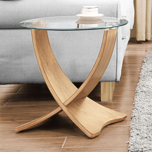 Siena Oak And Glass Round Lamp Table JF309-O