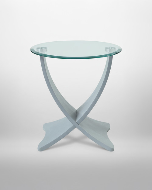 Siena Grey Wood And Glass Round Lamp Table