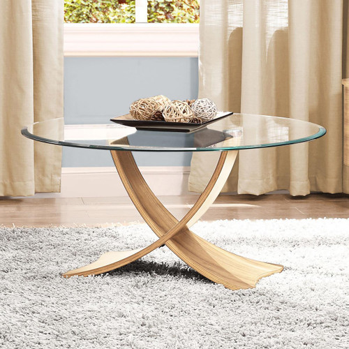 Siena Oak And Glass Round Coffee Table JF308-O Siena Oak And Glass Round Coffee Table JF308-O
