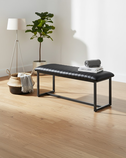 Hulstone Industrial Vintage Grey Leather Dining Bench - WFS-BH-HUL03F Hulstone Industrial Vintage Grey Leather Dining Bench - WFS-BH-HUL03F