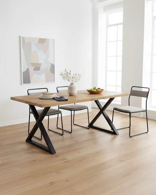 Hulstone Industrial Reclaimed Large Diagonal Leg Dining Table - WFS-BH-HUL04E Hulstone Industrial Reclaimed Large Diagonal Leg Dining Table - WFS-BH-HUL04E