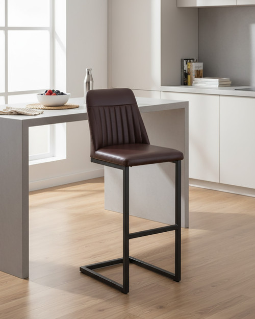Vintage Brown Leather Bar Stool (pack of two) - WFS-BH-LIN-STOOL-BR