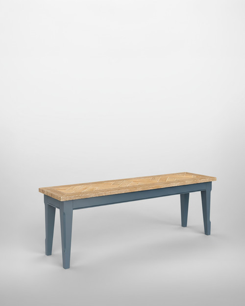 Anchorage Blue Dining Bench (130cm) - WFS-BH-ANC03A, wooden top with a blue painted base, modern design with four sturdy legs, ideal for dining room or kitchen.