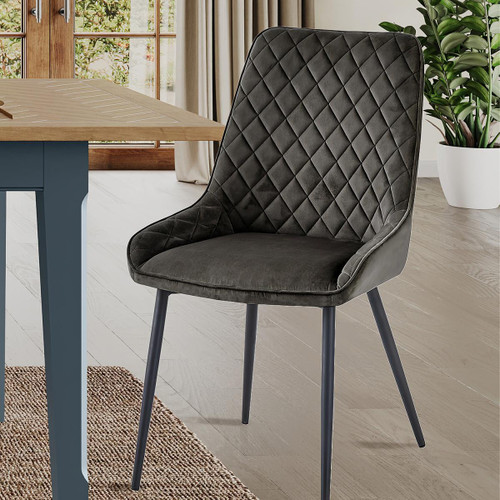 Signature Blue Dining Chair (Pack of Two - Gun Metal Grey) CFR03C Signature Blue Dining Chair (Pack of Two - Gun Metal Grey) CFR03C