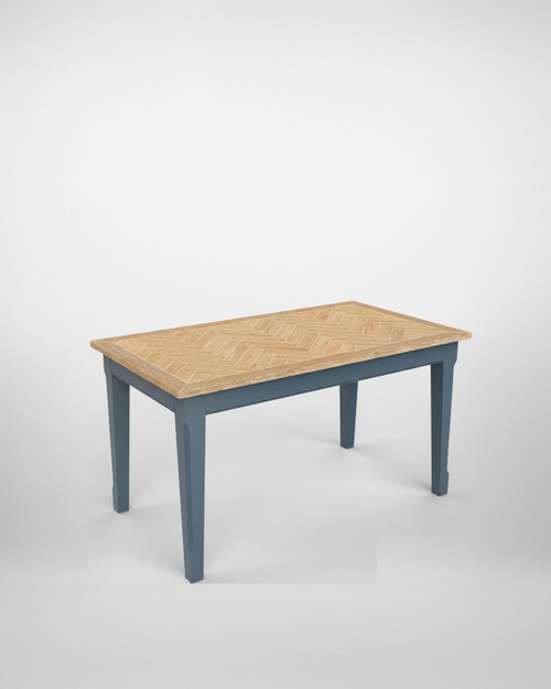 Signature Blue Dining Table CFR04C, modern furniture with a wooden top and blue painted legs. Signature Blue Dining Table CFR04C, modern furniture with a wooden top and blue painted legs.