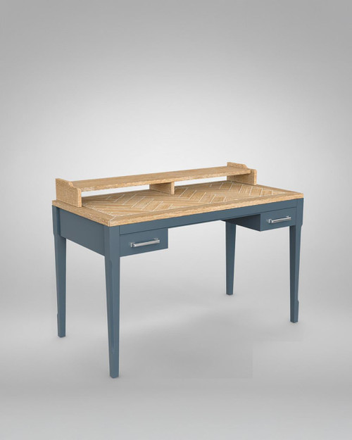 Signature Blue Desk / Dressing Table CFR06B, a stylish study desk with a blue finish, wooden top, and a raised wooden shelf for organization. Signature Blue Desk / Dressing Table CFR06B, a stylish study desk with a blue finish, wooden top, and a raised wooden shelf for organization.