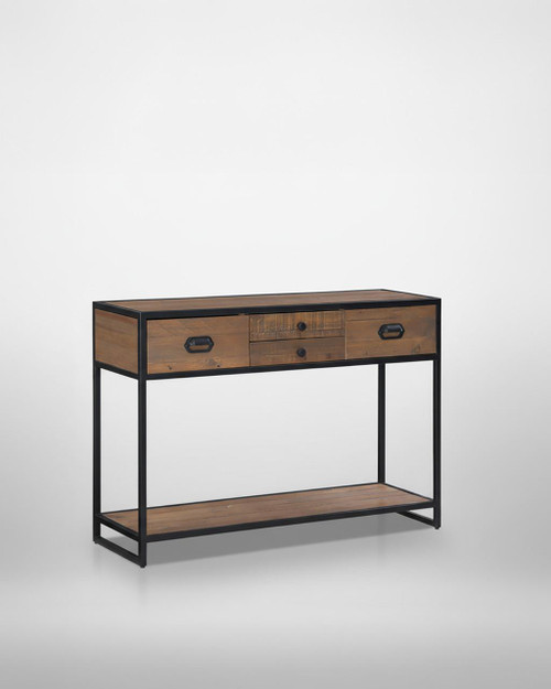 Ooki Large Console Table VBR02A, stylish modern console table with a wooden top, storage drawers, and a black metal frame, ideal for entryways or living rooms. Ooki Large Console Table VBR02A, stylish modern console table with a wooden top, storage drawers, and a black metal frame, ideal for entryways or living rooms.