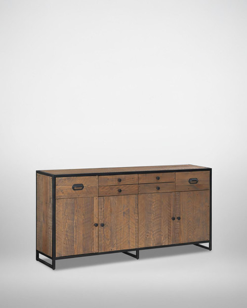 Ooki Large Door / Drawer Sideboard VBR02F, stylish wooden sideboard with black metal frame and multiple storage compartments. Ooki Large Door / Drawer Sideboard VBR02F, stylish wooden sideboard with black metal frame and multiple storage compartments.