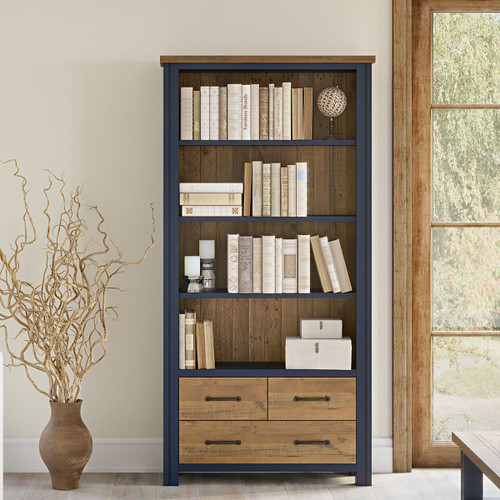 Splash of Blue Large Open Bookcase with Drawers VTTB01A