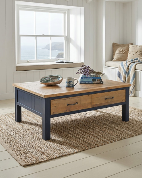 Saltmarsh Blue Coffee Table With Four Drawers WFS-BH-SAL08A