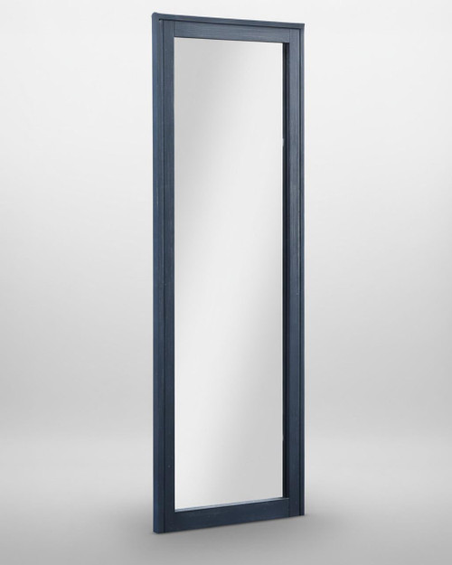 Splash of Blue Extra Long Wall Mirror (Hangs Landscape & Portrait), a tall, rectangular wall mirror with a blue wooden frame on a plain white background. Splash of Blue Extra Long Wall Mirror (Hangs Landscape & Portrait), a tall, rectangular wall mirror with a blue wooden frame on a plain white background.