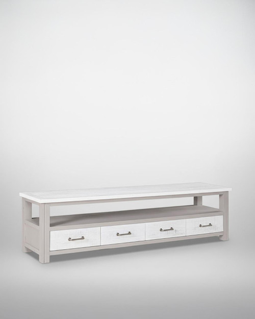 Greystone Super Sized Widescreen Television cabinet VTTG09B, white wooden TV stand with three drawers and open shelf, suitable for large widescreen TVs. Greystone Super Sized Widescreen Television cabinet VTTG09B, white wooden TV stand with three drawers and open shelf, suitable for large widescreen TVs.