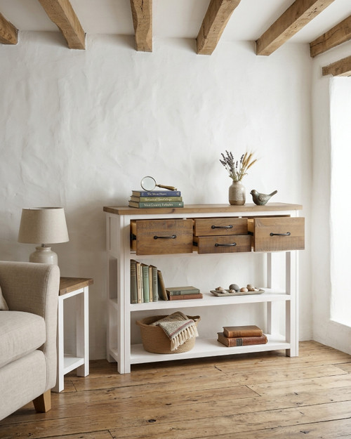 Chalkwash White Low Bookcase / Console WFS-BH-CHA02A