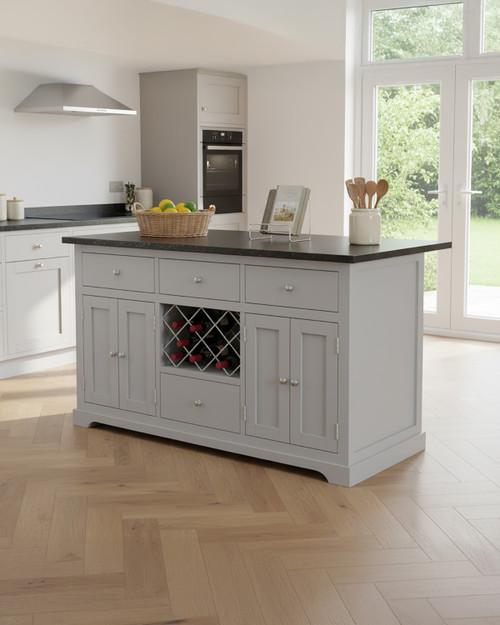 Grey Kitchen Island With Black Granite Worktop - WFS-BH-CKI01A-B Grey Kitchen Island With Black Granite Worktop - WFS-BH-CKI01A-B