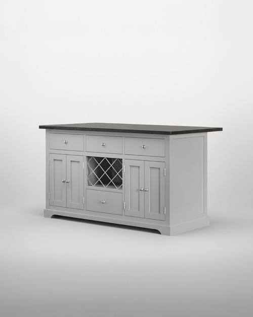Lingham Kitchen Island in Grey topped with Black Granite and a Painted Base	- WFS-BH-LIN01A-B