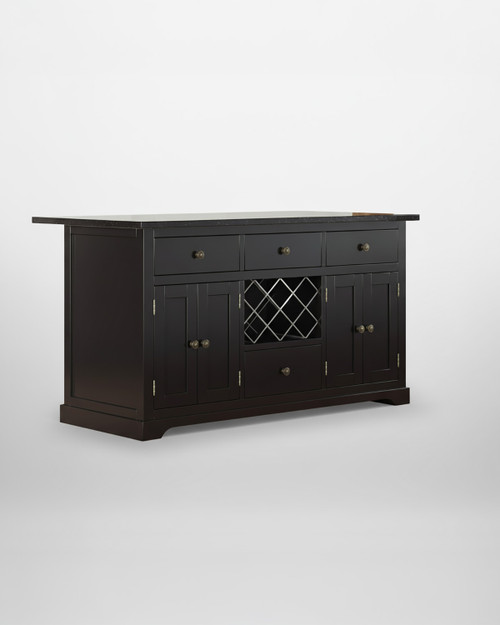 Lingham Kitchen Island in Black with a Painted Finish and Black Granite Worktop -	WFS-BH-LIN01C-B