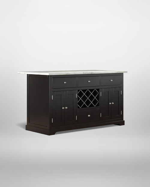 Black Kitchen Island With White Marble Worktop - WFS-BH-CKI01C-W Black Kitchen Island With White Marble Worktop - WFS-BH-CKI01C-W