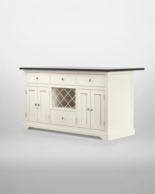 Lingham Kitchen Island in Cream with a Painted Base and Black Granite Worktop - WFS-BH-LIN01D-B