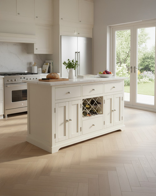 Cream Kitchen Island With White Marble Worktop - WFS-BH-CKI01D-W Cream Kitchen Island With White Marble Worktop - WFS-BH-CKI01D-W