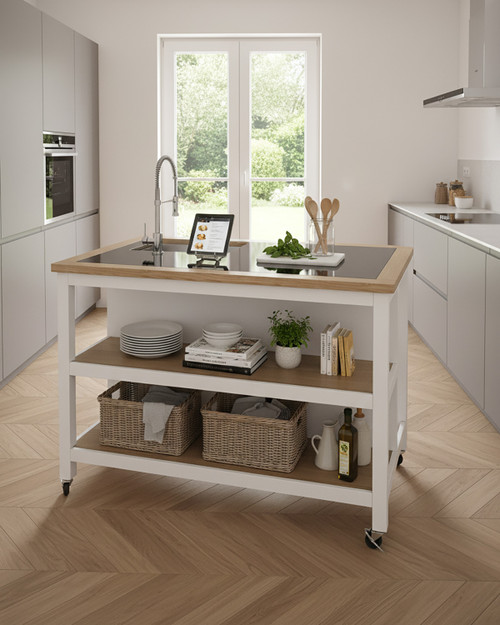 Kitchen Island (White) Open with Breakfast Bar - WFS-BH-CKH02B Kitchen Island (White) Open with Breakfast Bar - WFS-BH-CKH02B