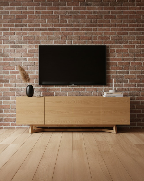 Seraya Malaysian Oak TV Media Cabinet with Four Doors Seraya Malaysian Oak TV Media Cabinet with Four Doors