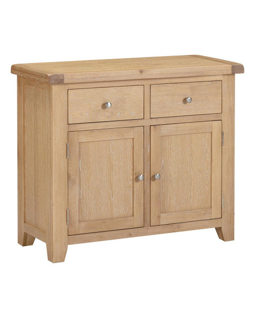 Hampton Oak 2 Door 2 Drawer Sideboard HO400-405-046, natural oak finish wooden sideboard with two drawers and two doors providing storage space. Hampton Oak 2 Door 2 Drawer Sideboard HO400-405-046, natural oak finish wooden sideboard with two drawers and two doors providing storage space.