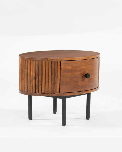 Menara Oval Side Table with Drawer