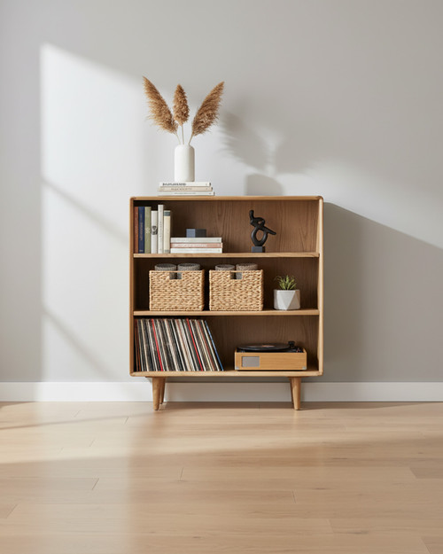 Parnell Oak Three Shelf Low Bookcase