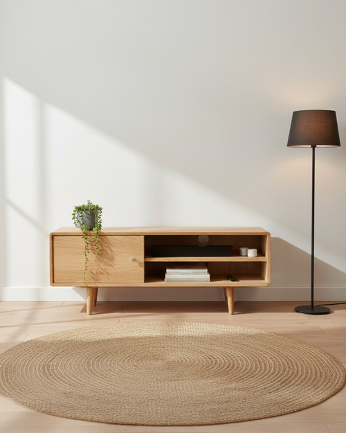 Parnell Oak TV Unit with Two Shelves and Cupboard