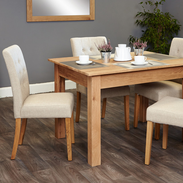Mobel Oak four seat table and cream chairs - SOCOR04A-COR03D - 1