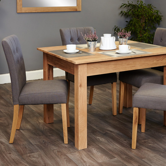 Mobel Oak four seat table and grey chairs - SOCOR04A-COR03E - 1