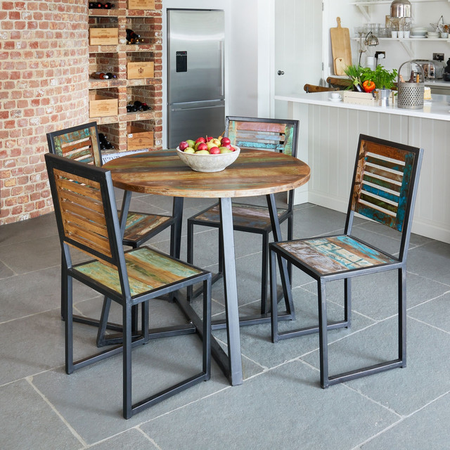 Urban Chic Round Dining Table with Four Chairs - WFS-IRF-DR03 - 1