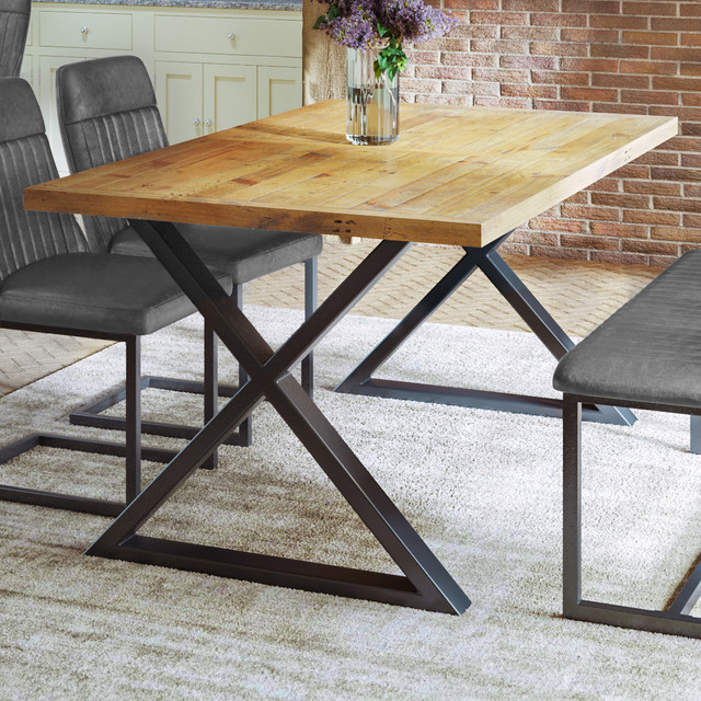 Urban Elegance Reclaimed Small Diagonal Leg Dining Table