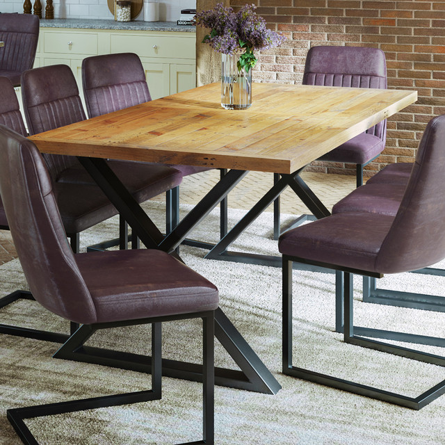 Urban Elegance Reclaimed Medium Diagonal Leg Dining Table